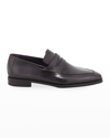 Berluti Men's Andy Leather Penny Loafers In Nero/grigio