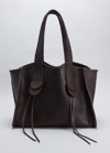 Chloé Mony Large Whipstitch Leather Tote Bag In Bold Brown