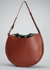 Chloé Mate Large Woven Leather Drawstring Hobo Bag In Sepia Brown