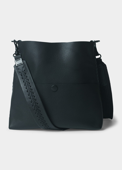 Callista Iconic Slim Messenger Crossbody Bag In Matte Black