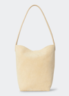 The Row Park Small North-south Tote Bag In Suede In Ivory