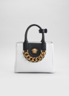Versace La Medusa Small Chain Tote Bag In White/black