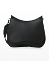 Callista Iconic Leather Saddle Bag In Matte Black