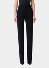 Akris Punto Chio Stretch Wool Crepe Straight Leg Pants In Black