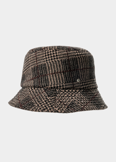Inverni Cashmere Blend Plaid Bucket Hat In 9803 Multi Black