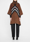 Burberry Chevron Check-jacquard Cashmere Poncho In Dark Birch Brown
