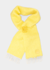 Loewe Mohair And Wool Scarf With Anagram Brooch In Yellow