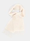 Loewe Mohair And Wool Scarf With Anagram Brooch In White
