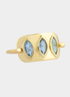Celine Daoust Triple Marquis Aquamarine Ring In Yg