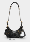 Balenciaga Le Cagole Xs Croc-embossed Shoulder Bag In Black