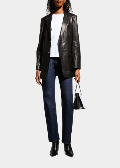 RAG & BONE CHARLES LAMBSKIN LEATHER BLAZER