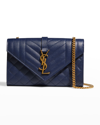 Saint Laurent Small Monogramme Matelassé Quilted Calfskin Shoulder Bag In Blue Charron