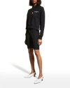 Balmain Cropped Navy Eco-design Cotton Sweatshirt In Black / White