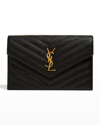 Saint Laurent Small Ysl Envelope Flap Wallet On Chain In Black