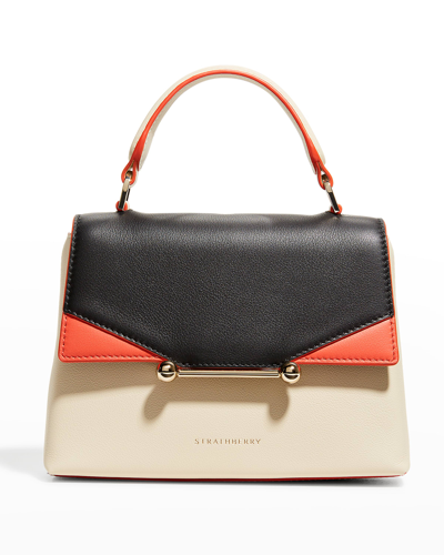 Strathberry Trinity Mini Tricolor Leather Top-handle Bag In Black