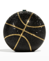 Judith Leiber Basketball Crystal Sphere Clutch Bag In Silver/black