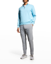 Peter Millar Crest Quarter-zip Cotton Blend Sweater In Island Blue