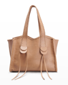 Chloé Mony Large Whipstitch Leather Tote Bag In 26x Light Tan