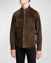 TOM FORD MEN'S SUEDE SNAP-FRONT SHIRT