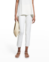 Eileen Fisher Washable Stretch Crepe High-waist Cropped Pants In Bone