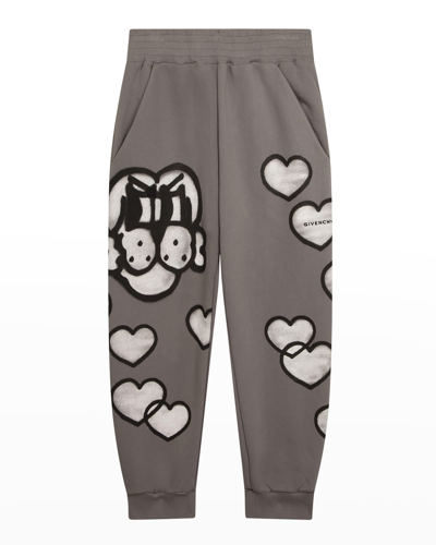 Givenchy Kids' X Chito Girl's Hearts Graphic Sweatpants In Grey