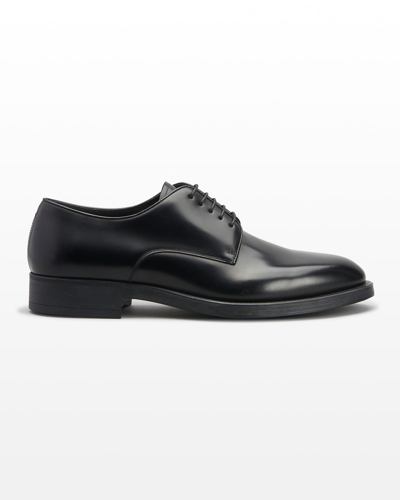 Giorgio Armani Almond Toe Lace-up Leather Shoes In Black