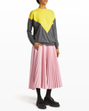Plan C Colorblock V Intarsia Wool Shirt In Granite Gray Dais