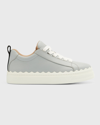 Chloé Lauren Low-top Leather Sneakers In Cold Grey