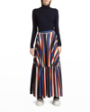 Plan C Graphic Stripe-print Skirt In Multicolor Stripe