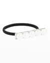 L Erickson Pearly Bar Ponytail Holder In Silver/pearl