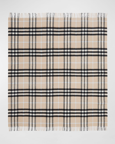 Burberry Kids' Check Cashmere-wool Baby Blanket In Soft Fawn