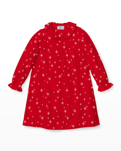 Petite Plume Kids' Girl's Delphine Starry Night Nightgown In Red