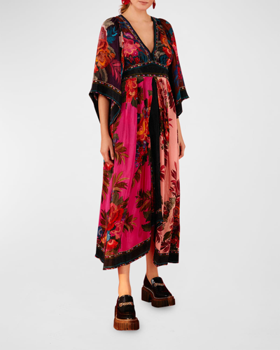 chinese dress ladies Black Delicate Forest Scarves Organic Cotton Maxi Dress – FARM Rio