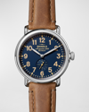 Shinola Men's The Runwell Leather Watch, 41mm In Navy