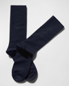 Cdlp Men's Solid Bamboo Mid-length Socks In Navy Blue