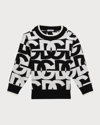 Dolce & Gabbana Black And White Logo Wool Sweater In Variante Abbinata