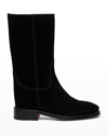 Santoni Fleeces Suede Tall Boots In Black