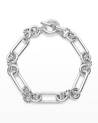 Lagos Signature Caviar Link Bracelet In Silver
