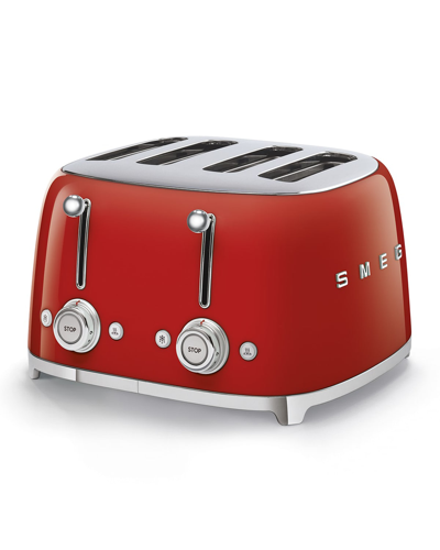 Smeg Retro 4 Slot Toaster In Red