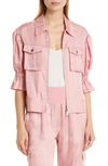 Cinq À Sept Holly Short-sleeve Sateen Jacket In Blush