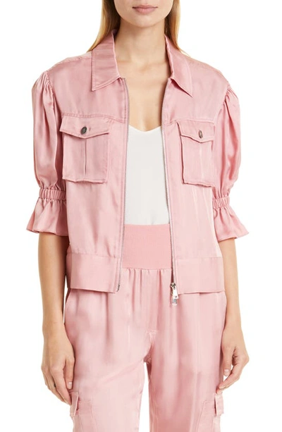 Cinq À Sept Holly Short-sleeve Sateen Jacket In Blush