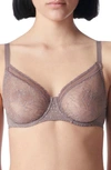 Simone Perele Comete Molded Full Cup Convertible Lace Bra In Sweet Chestnut