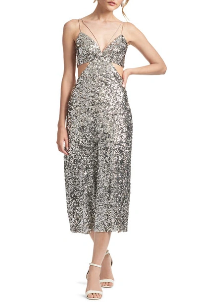 Sachin & Babi Roux Sequin-embellished Midi Dress In Silver