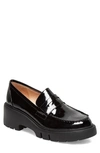 Silent D Xainay Platform Penny Loafer In Black Patent