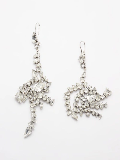 Saint Laurent Crystal-spiral Drop Earrings In Argent Oxyde/ Crystal