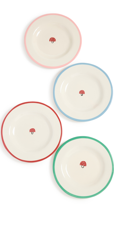 Laetitia Rouget Mushroom Dessert Plate Set Of 4 In Multi