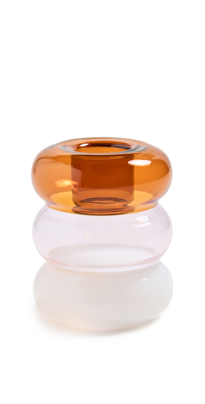 Maison Balzac Petite Pauline Candle Holder In Amber/pink/white