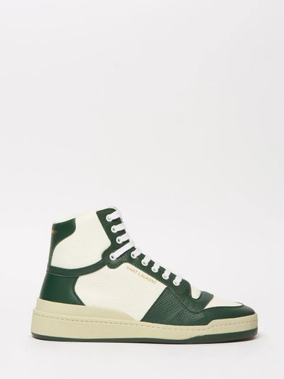 Saint Laurent Sl24 Leather High-top Trainers In Grey