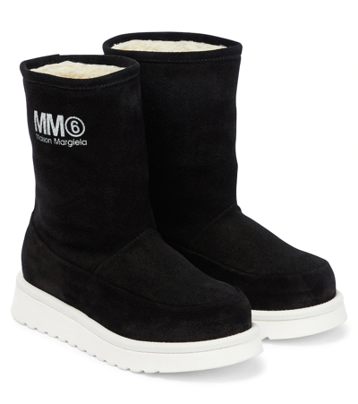 Mm6 Maison Margiela Kids Black Suede Boots In 2 Black