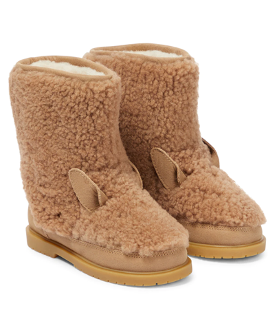 Donsje Irfi Shearling Boots In Beige Curly Sheep Wool